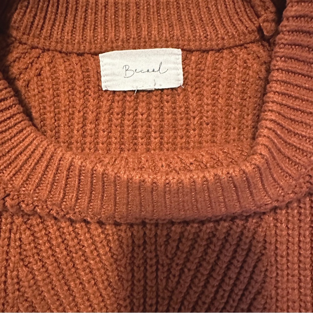 BE COOL Cropped Knit Crewneck Sweater in Rust - Picture 3 of 10